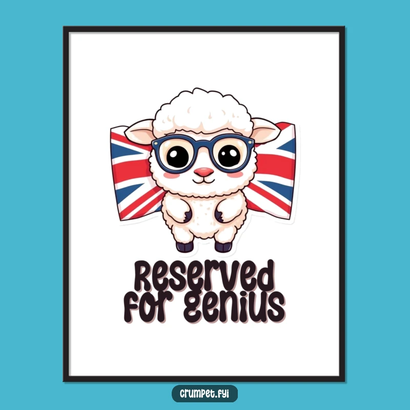 Funny Sheep Spectacles Poster: Quirky British Art Print, Amazing Funny Gift