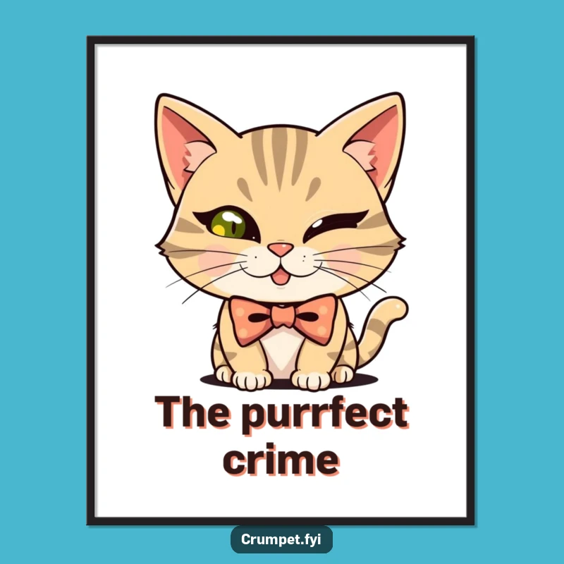 Funny Mischievous Cat Bowtie Winker Poster: Wall Art That Winks Back