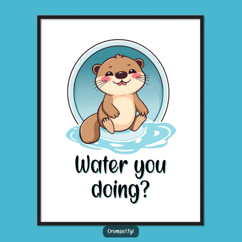 Funny Giggling Otter Poster: Bring Playful Joy and Water Fun to Your Wall Decor