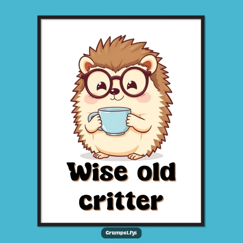Funny Hedgehog Spectacles Tea Poster - Charming & Hilarious Cozy Wall Art