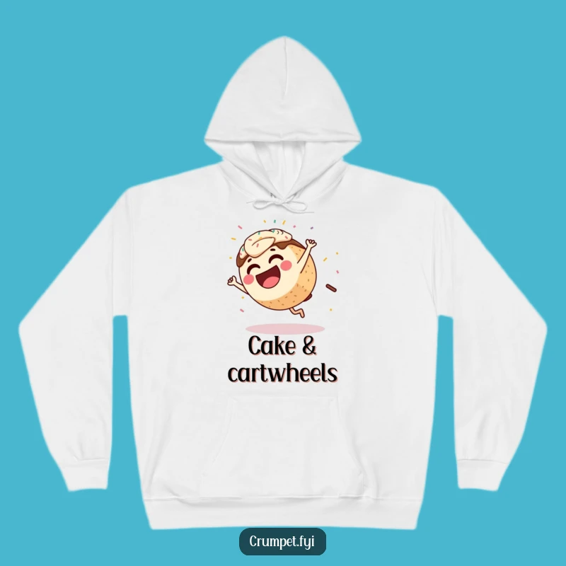 Cozy Funny Coffee Cake Cartwheel Hoodie: Warmth Meets Hilarious Pastry Fun