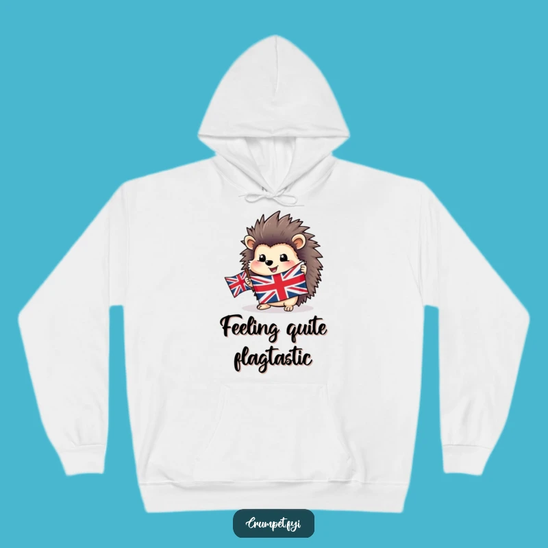 Funny Hedgehog Hoodie - Cozy British Flag Sweatshirt for Patriotic Comfort