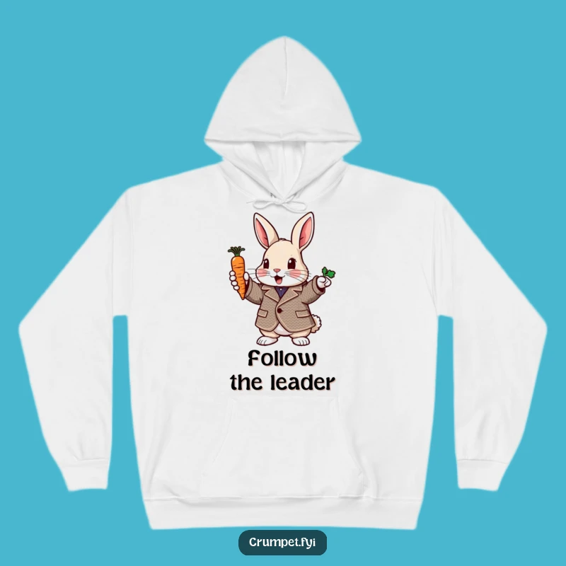 Funny Rabbit Pointing Carrot Hoodie: Tweed Enthusiasm Sweatshirt Gift