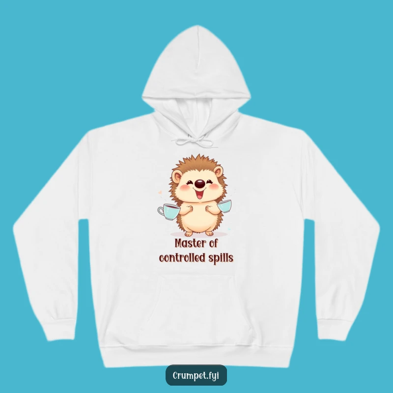 Funny Hedgehog Juggling Teacups Hoodie - Cozy & Hilarious Winter Essential