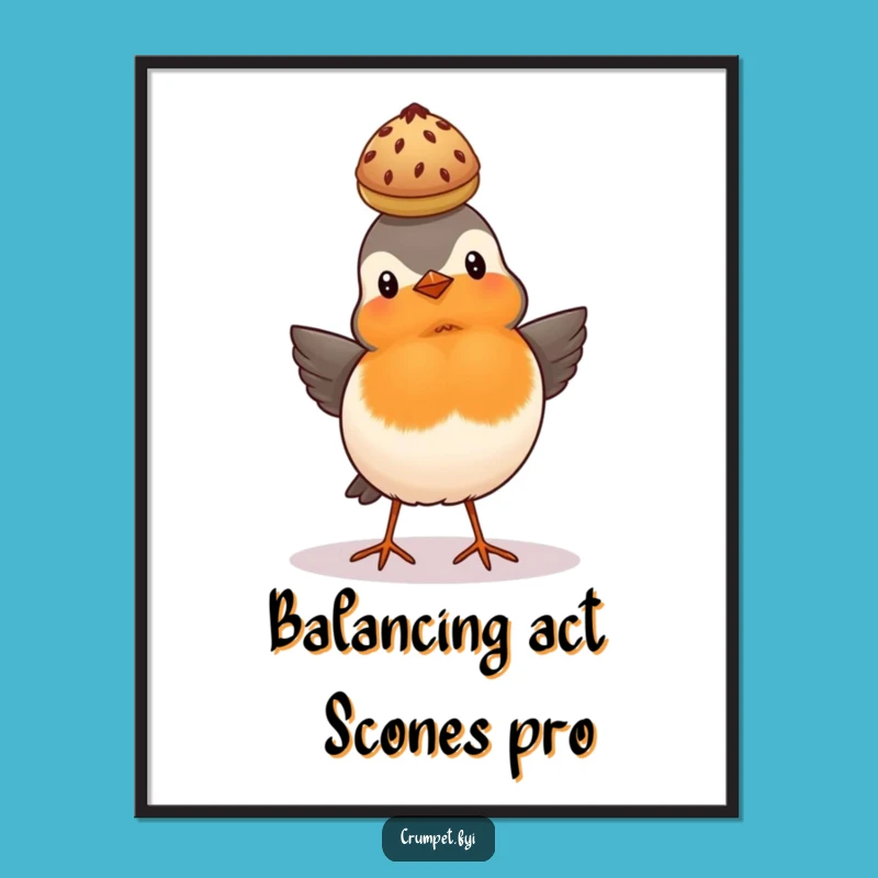 Funny Free Printable Wall Art: Robin Scone Balance, British Charm, Quirky Downloadable