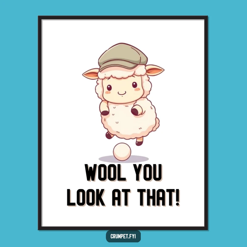 Free Printable Wall Art: Fluffy Sheep Bouncing Ball - Funny Downloadable Decor