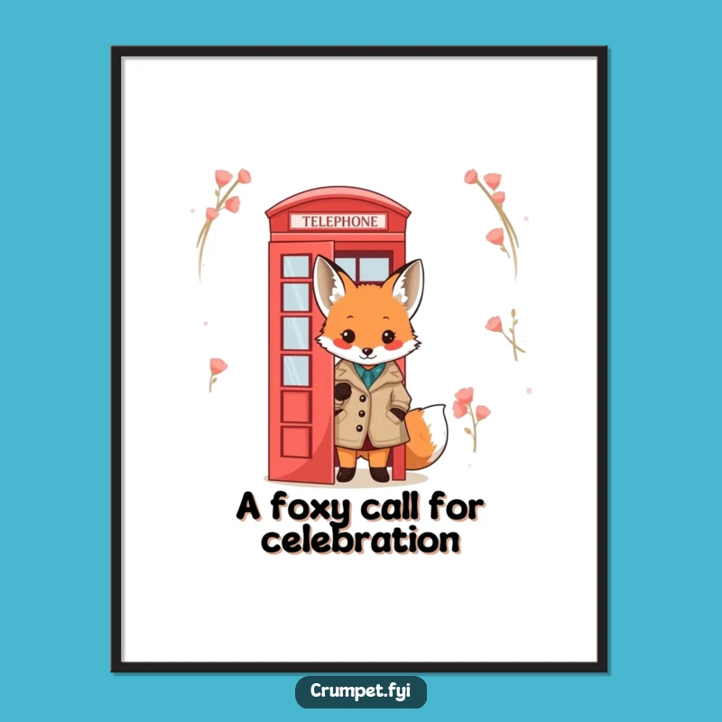 Free Printable Wall Art: Fox Tweed Jacket Telephone Box Funny Downloadable Home Decor