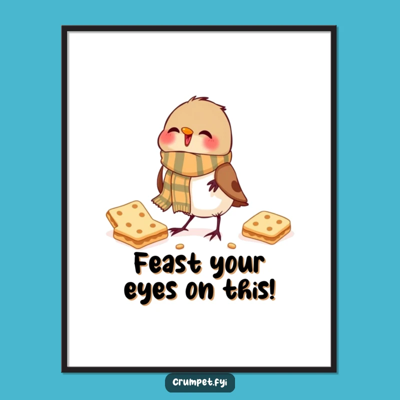 Free Printable Wall Art: Robin Scarf Biscuit Pecking, Whimsical Bird Decor