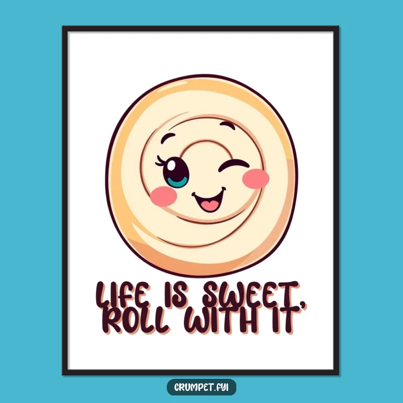 Free Printable Wall Art: Winking Cinnamon Roll Decor Downloadable