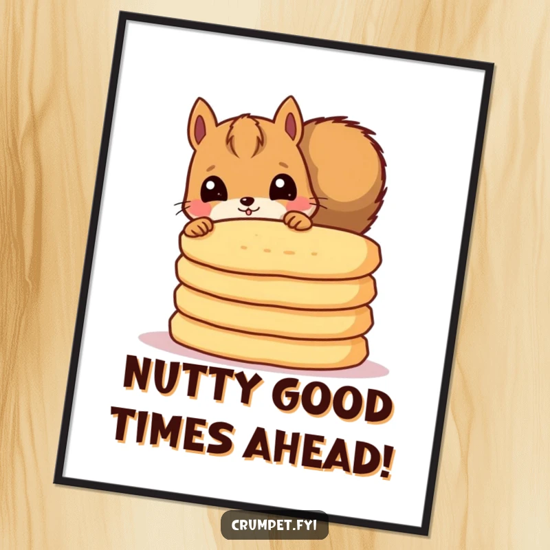 Funny Free Printable Squirrel Wall Art of a squirrel peeking from crumpets, ideal for a quirky DIY home decor gift.