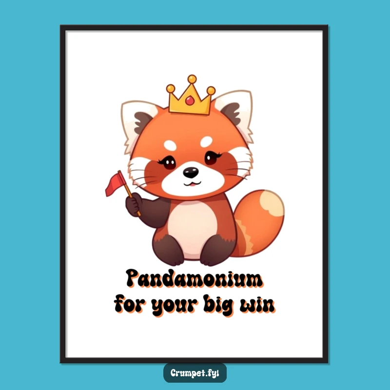 Free Printable Wall Art: Red Panda King - Festive Downloadable Decor Gift
