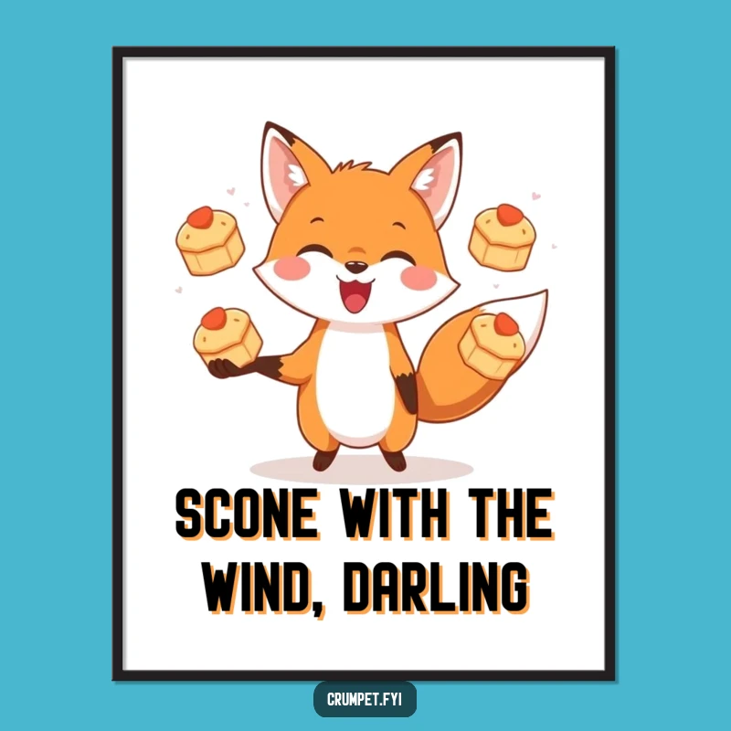 Funny Free Printable Wall Art: Fox Juggling Scones - Downloadable Delight!