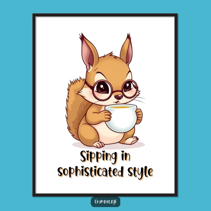 Funny Free Printable Wall Art: Monocle Squirrel, Downloadable Art Gift