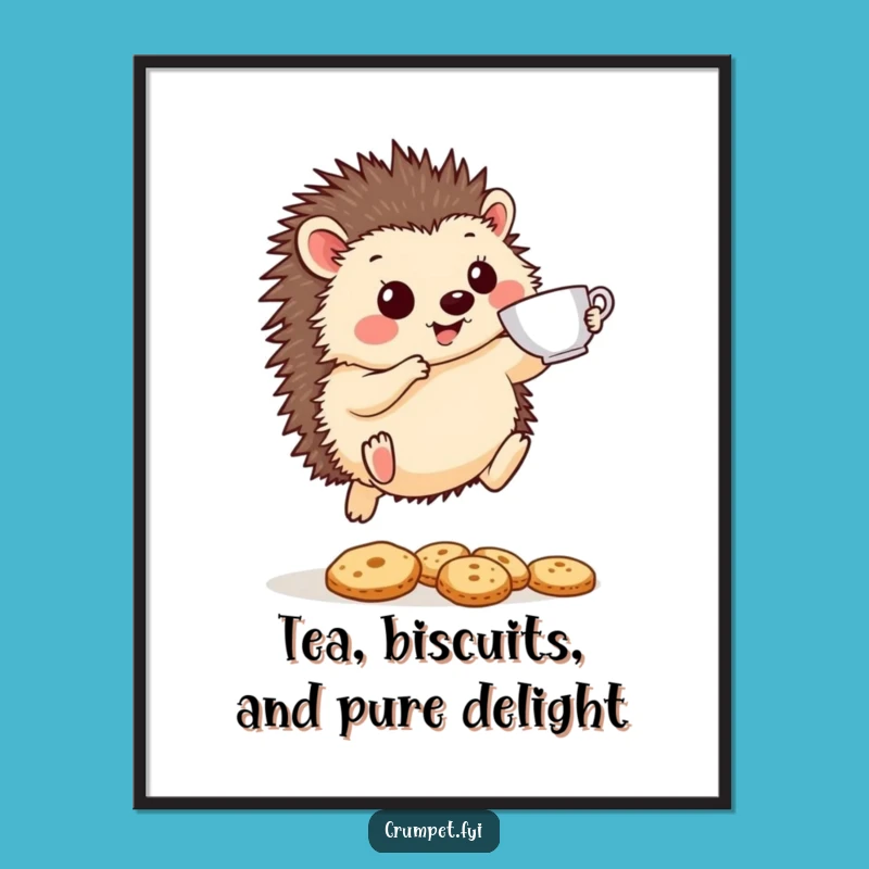 Free Printable Wall Art: Hedgehog Teacup Biscuits Funny Downloadable Home Decor