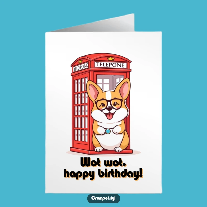 Free Printable Birthday Card: Corgi Monocle Wink, Phone Box Humor, Downloadable