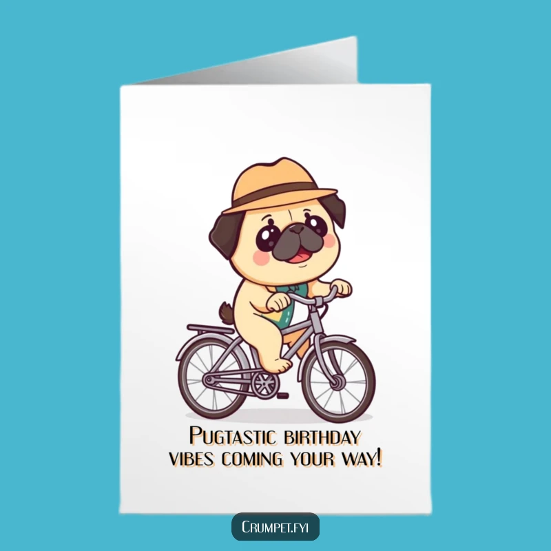 Free Printable Birthday Card: Pug Cyclist - Funny Downloadable Bicycle Bash!