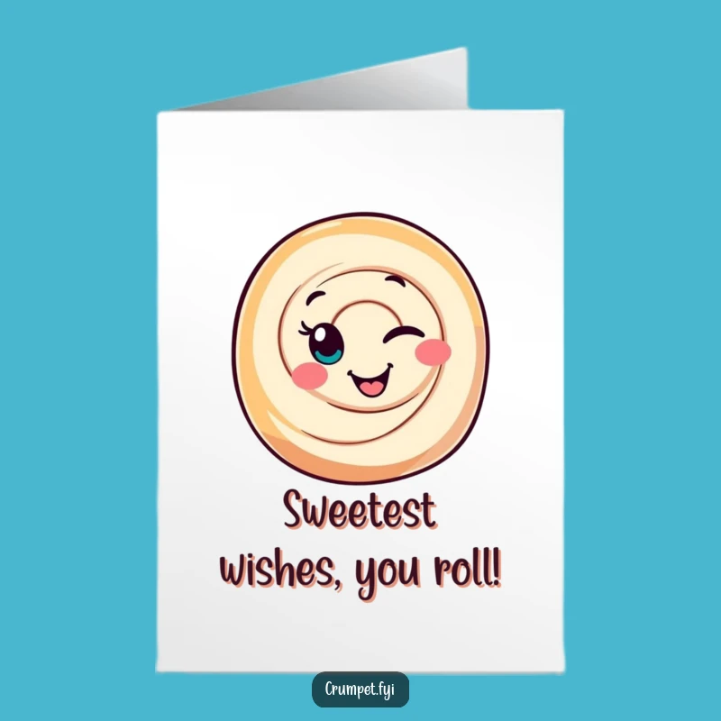 Free Printable Birthday Card: Winking Cinnamon Roll Downloadable Funny Gift