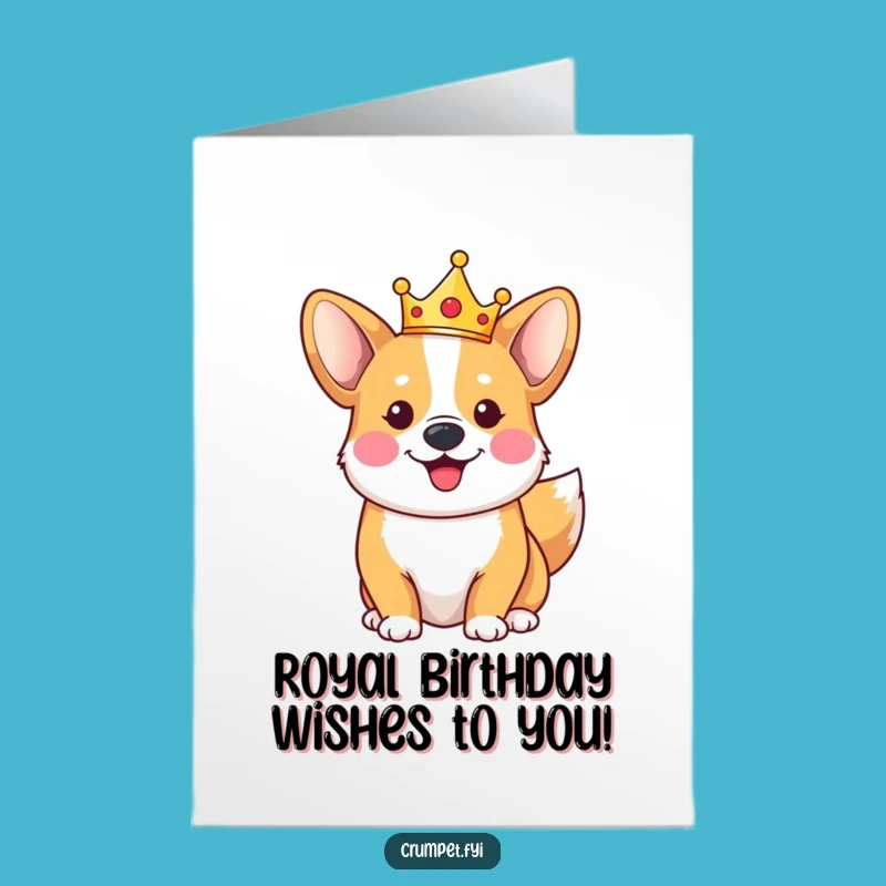 Free Printable Birthday Card: Royal Corgi, Funny King/Queen Downloadable Gift
