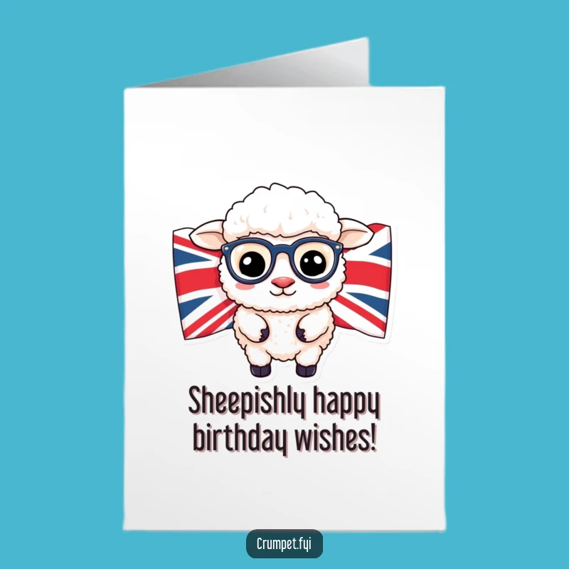 Free Printable Funny Birthday Card: Spectacled Sheep, Union Jack, Hilarious Downloadable Gift