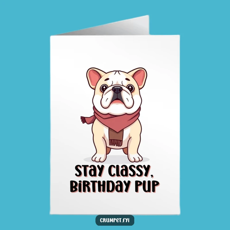Free Printable Birthday Card: Bulldog Stands Proudly - Funny Downloadable Gift