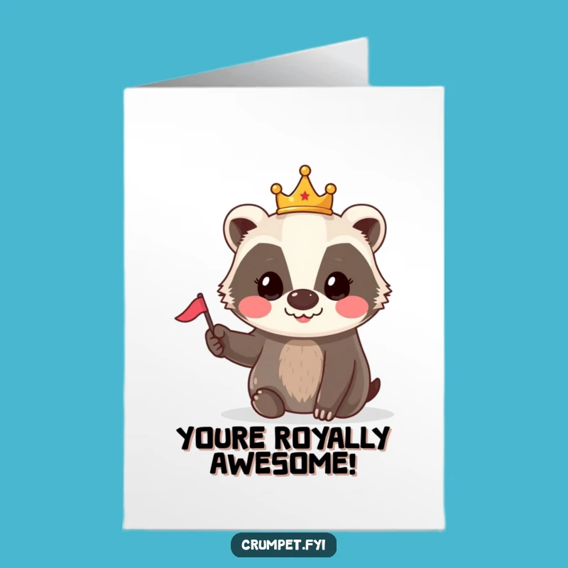Free Printable Congrats Card: Badger Crown Flag Cheers Downloadable Gift