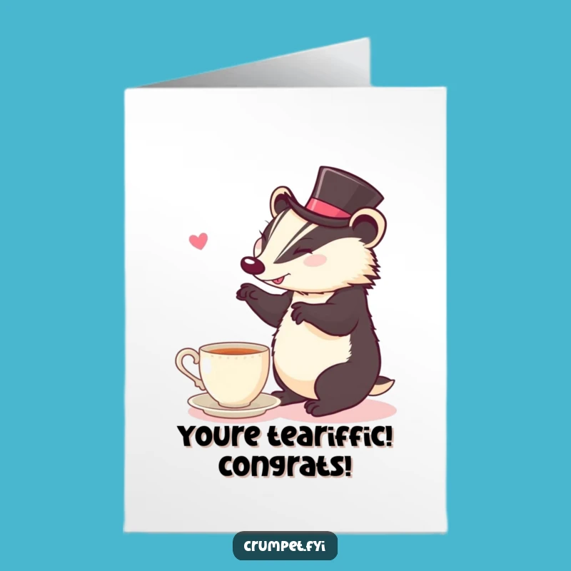Free Printable Congrats Card: Badger's Jigging Celebration & Tea, Instant Download