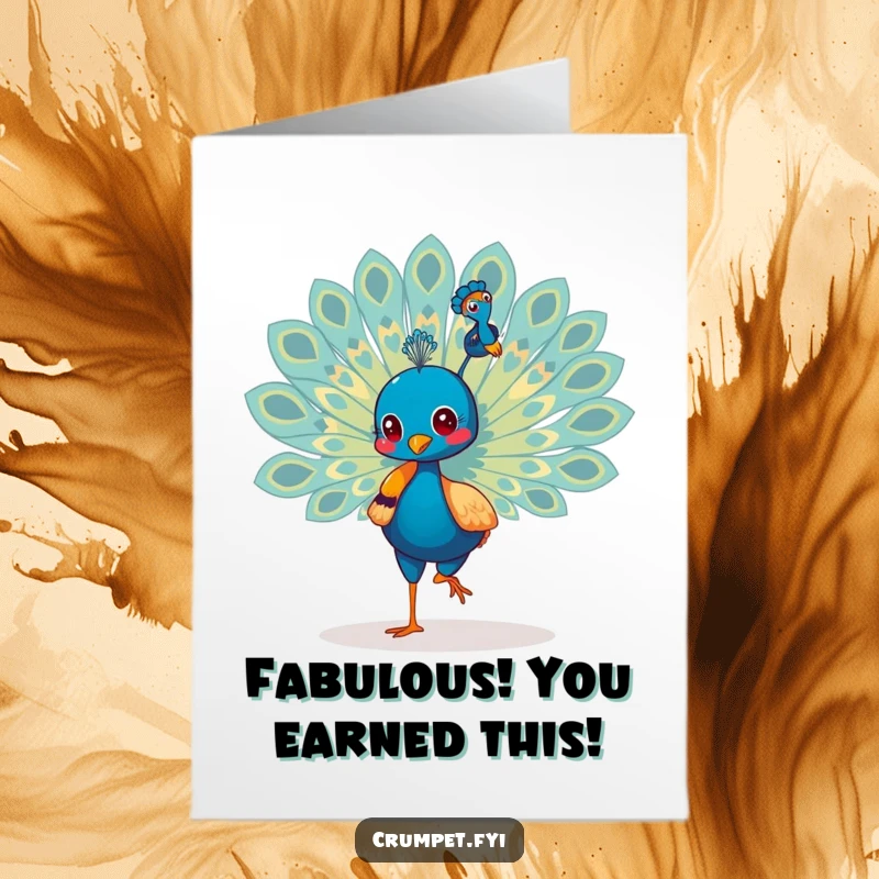 Funny Free Printable Congratulations Card: A strutting peacock shows off its vibrant tail, celebrating a momentous success, a glorious downloadable.