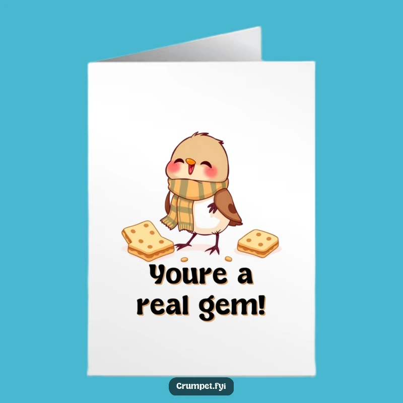 Free Printable Congrats Card: Robin's Biscuit Treat & Scarf, Cheerful Instant Gift