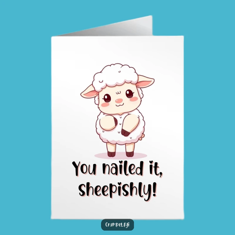 Free Printable Congrats Card: Sheep Curtsy, Funny Downloadable Celebration Greeting