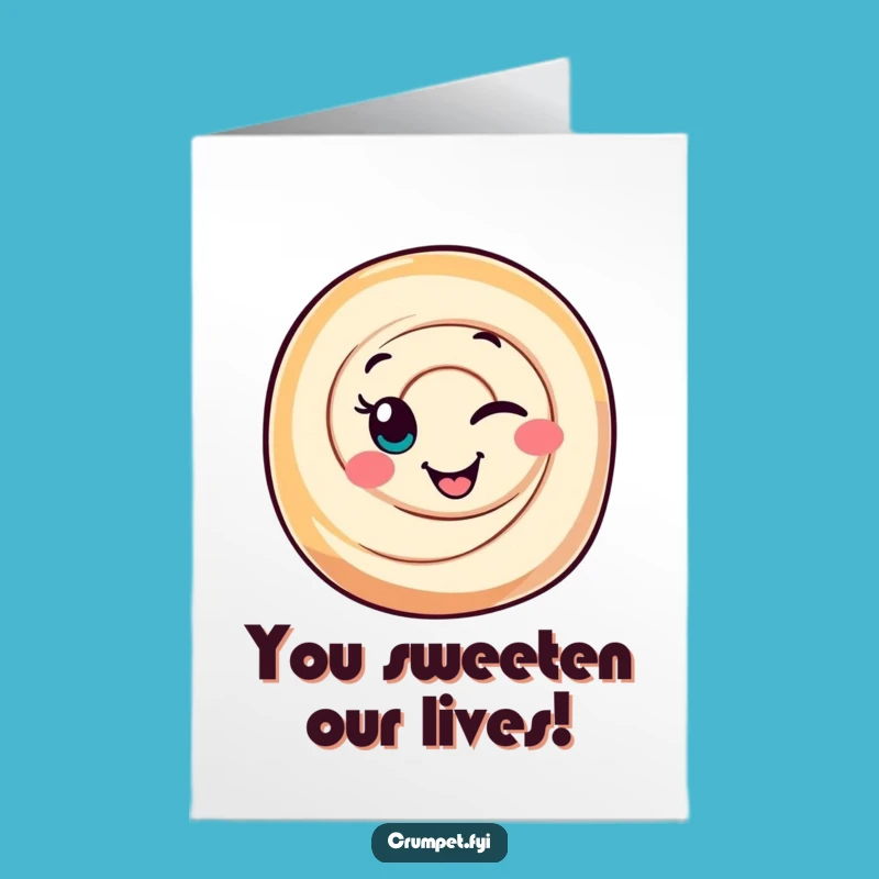 Free Printable Congrats Card: Winking Cinnamon Roll Downloadable Gift
