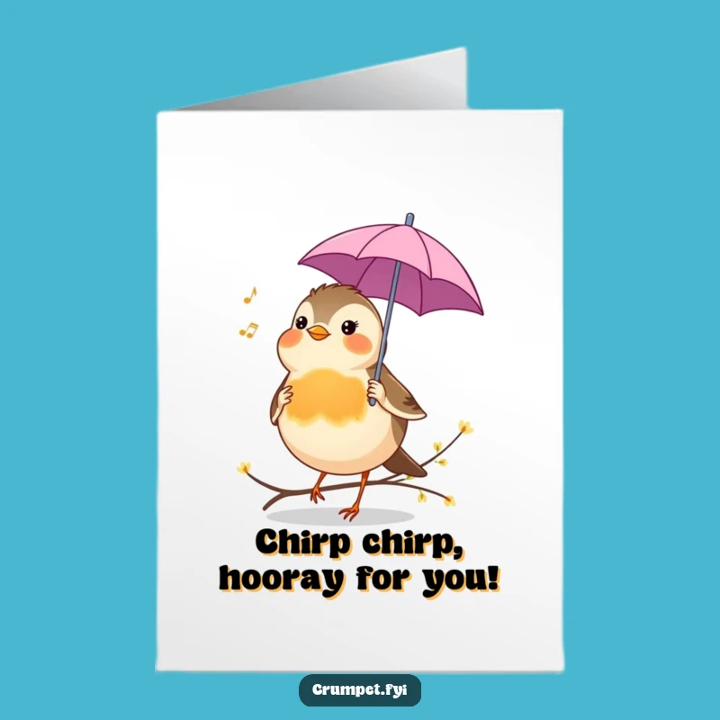 Free Printable Congratulations Card: Robin With Umbrella - Joyful Downloadable Gift