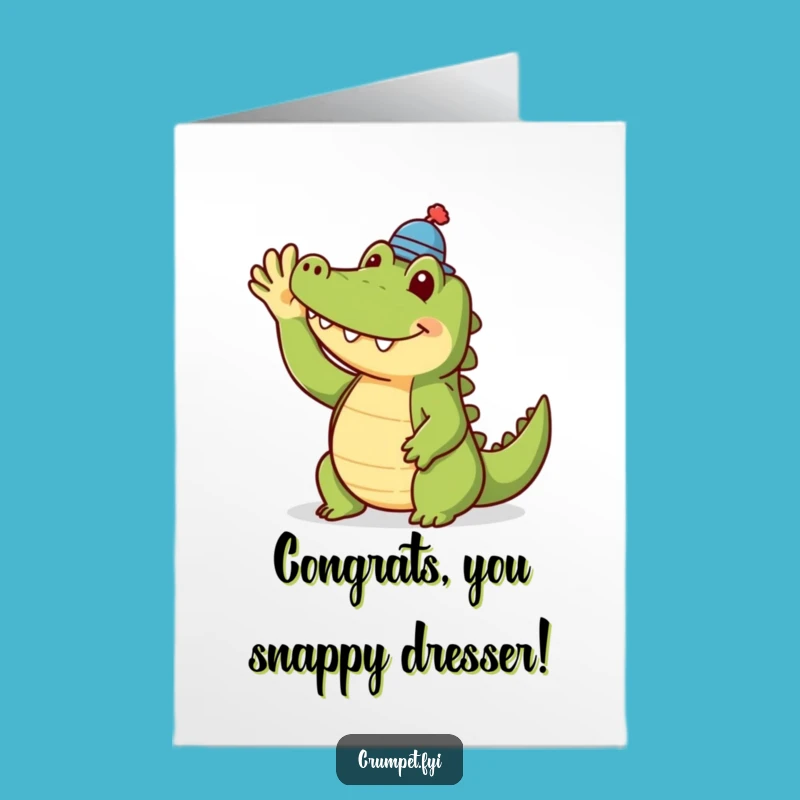 Free Printable Crocodile Congrats Card - Tiny Hat Downloadable Greeting