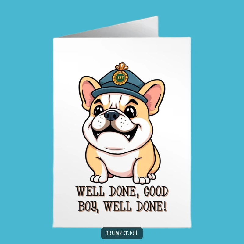 Free Printable Congrats Card: Bulldog's Confident Pose, Ceremonial Hat, Hilarious DIY