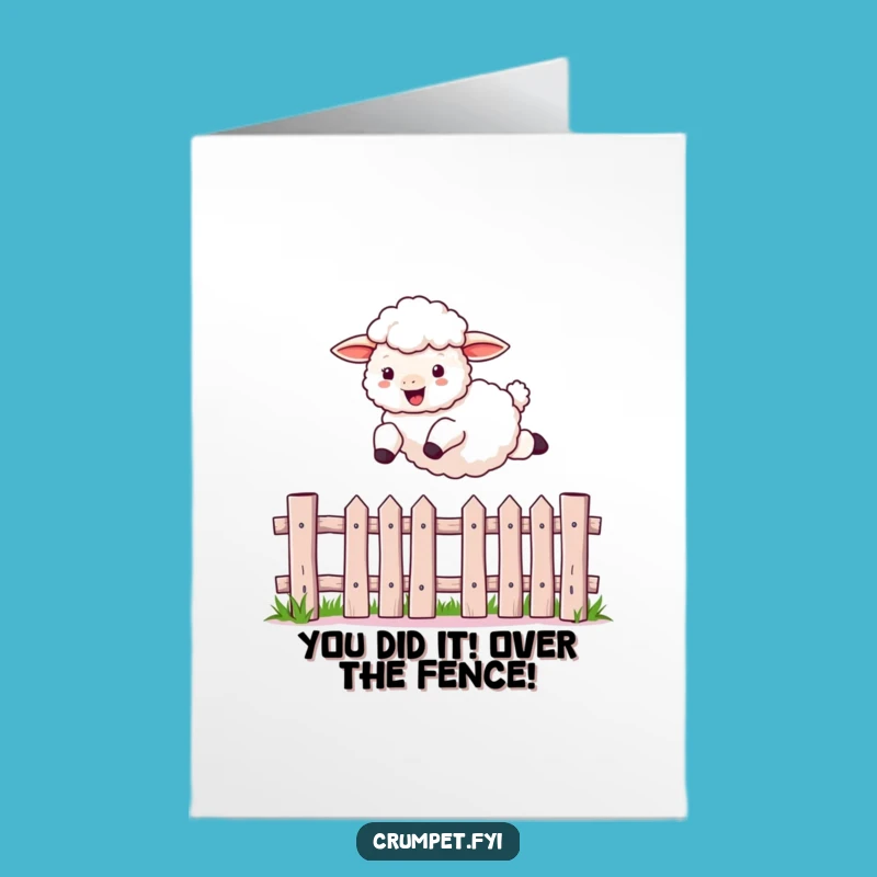 Free Printable Funny Sheep Card: Joyful Leap Congratulations Downloadable Gift for Any Occasion