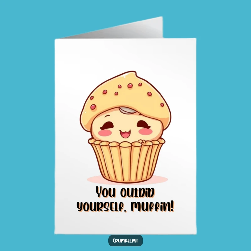 Free Printable Congrats Card: Playful Muffin Cheers Your Victory with a Funny Peek