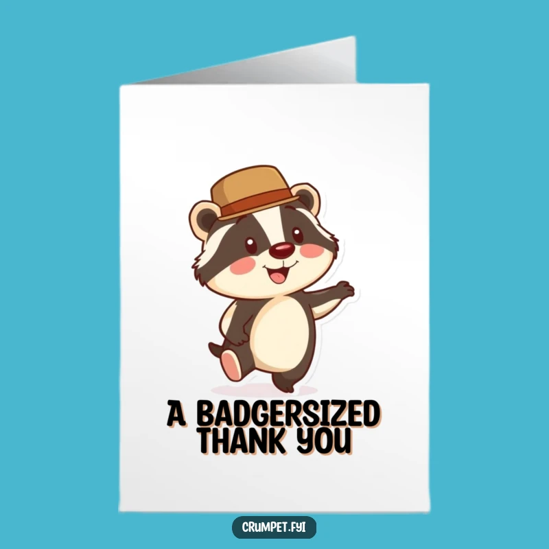 Free Printable Thank You Card: Badger Bowler Hat Tapping Foot Funny Gratitude Downloadable Gift