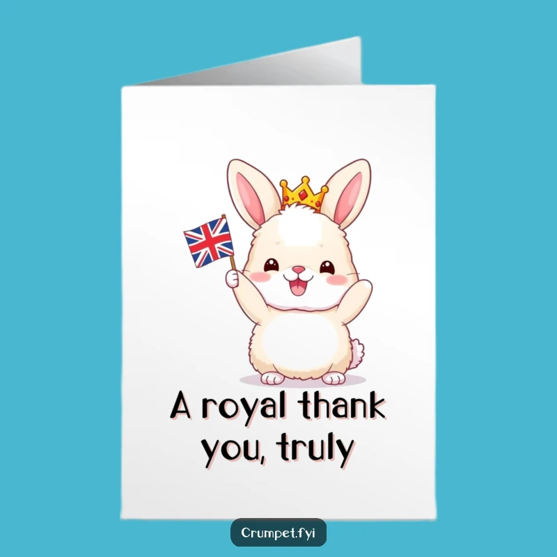 Free Printable Thank You Card: Bunny Crown Royal Wave Funny Gratitude Downloadable Gift