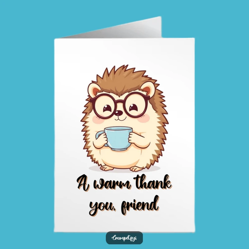 Free Printable Thank You Card: Grateful Hedgehog Tea Time Digital Download