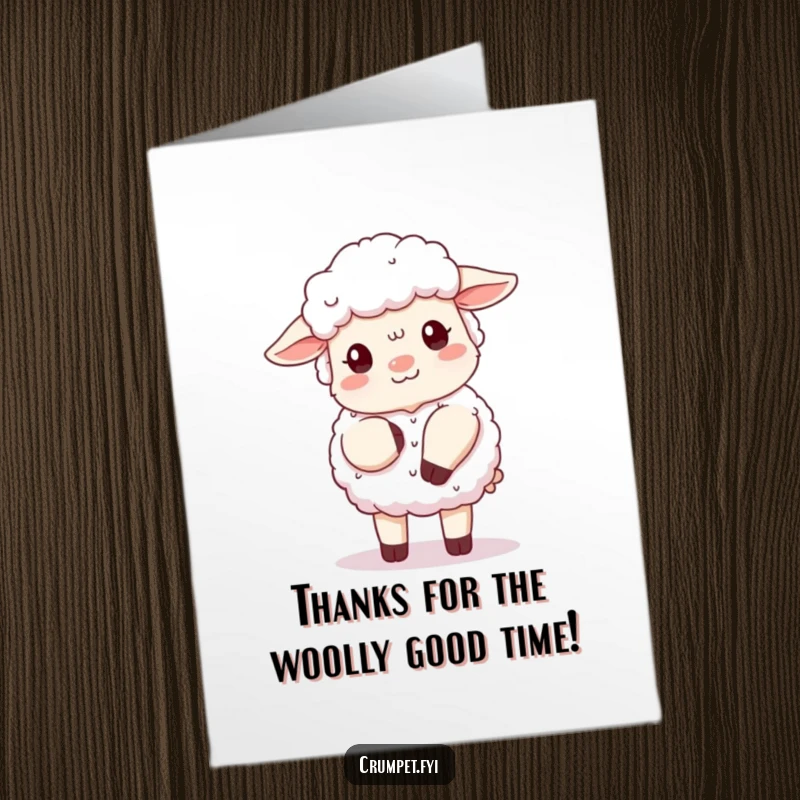 Funny Free Printable Thank You Card: A fluffy sheep offers a polite, slightly clumsy curtsy to express thanks, great for DIY.