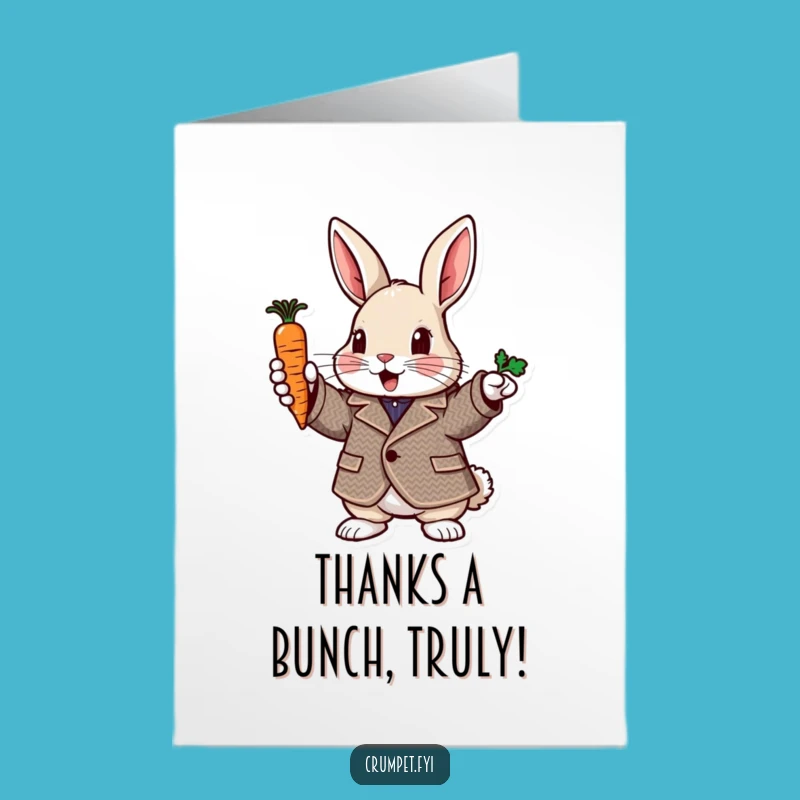 Free Printable Thank You Card: Tweed Rabbit, Stylish Downloadable Gratitude