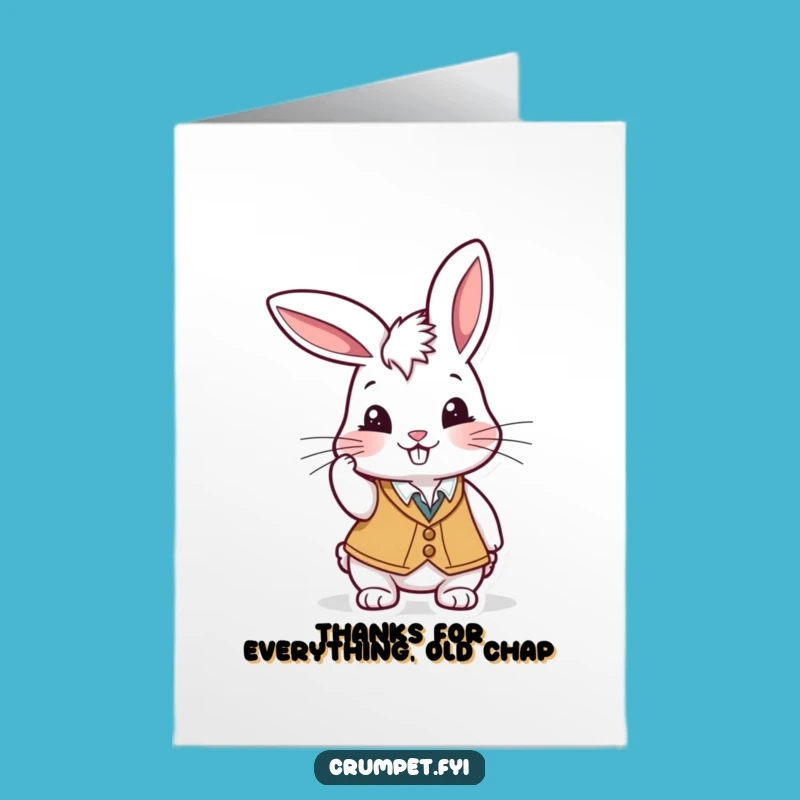 Free Printable Thanks Card: Rabbit's Gentlemanly Tip, Cheeky Grin, Funny DIY Downloadable