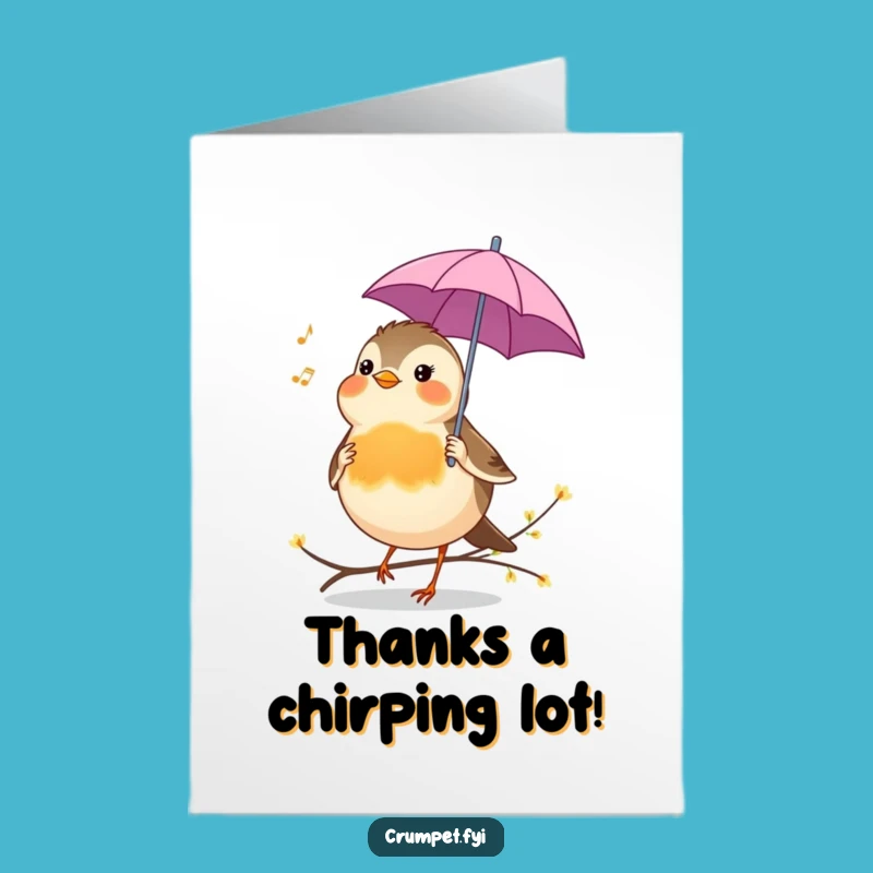 Free Printable Thank You Card: Robin With Umbrella - Heartfelt Downloadable Gift