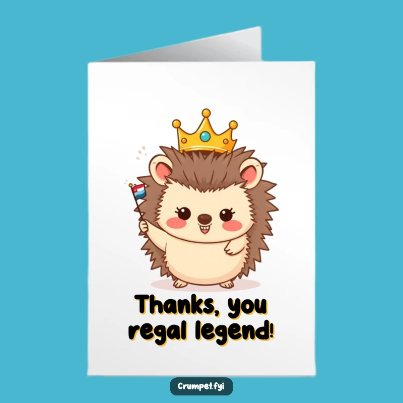 Free Printable Thank You Card: Hedgehog King's Grateful Wave