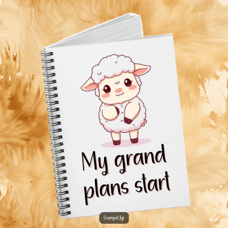 Funny fluffy sheep notebook featuring a polite sheep attempting a clumsy curtsy, perfect for writing and unique gift.