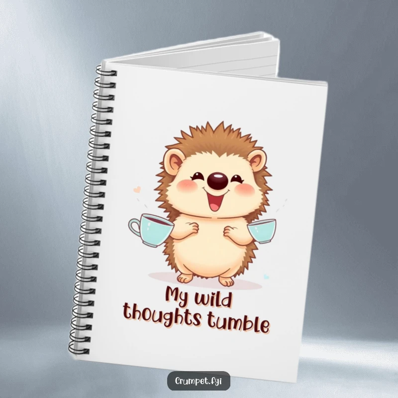 Funny Notebook: A proud hedgehog giggles while juggling miniature teacups, perfect for jotting down funny thoughts and ideas.
