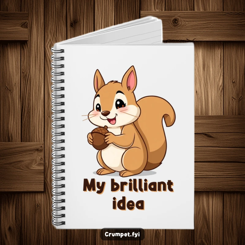 Funny squirrel notebook featuring a contented squirrel giving a thumbs up while eating an acorn, perfect for jotting ideas.