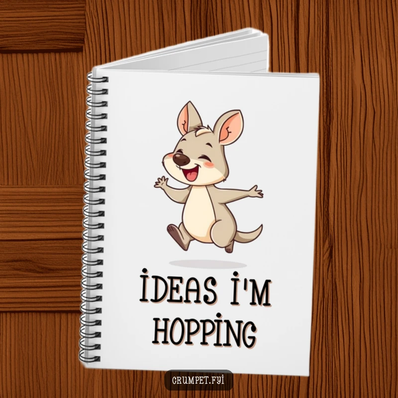 Funny wallaby notebook with a giggling wallaby hopping energetically. Ideal for journaling, note-taking, or sketching with a touch of fun.