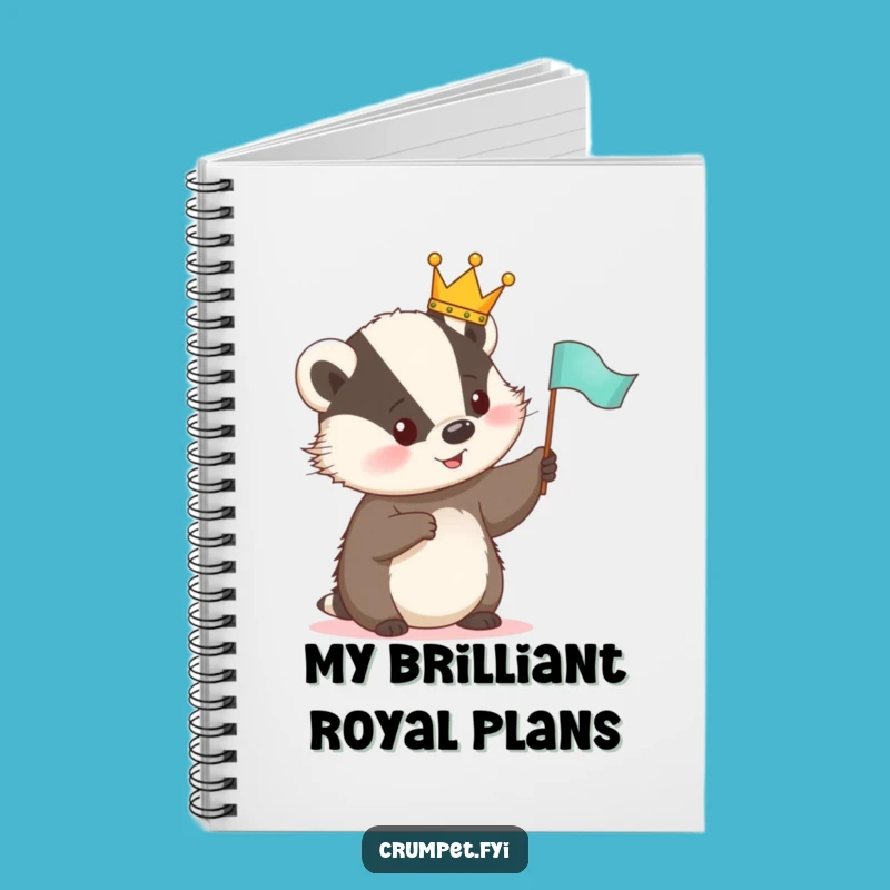 Funny Cute Badger Notebook - Royal Crowned Animal Waving Flag Journal, Funny Gift