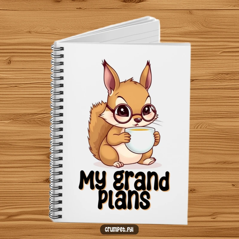 Funny Squirrel Notebook with a squirrel wearing a monocle, sipping tea, ideal for jotting down sophisticated thoughts with humor.