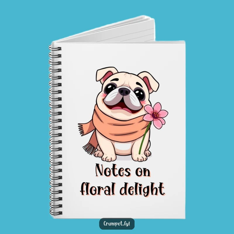 Funny Bulldog Notebook: Jot Down Thoughts with Cozy Scarf & Flower Flair - Great Funny Gift!